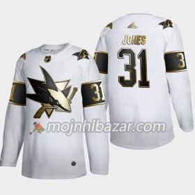 Dresovi San Jose Sharks Martin Jones 31 Adidas 2019-2020 Golden Edition Bijela Authentic - Muške